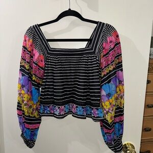Vintage Floral Striped Top